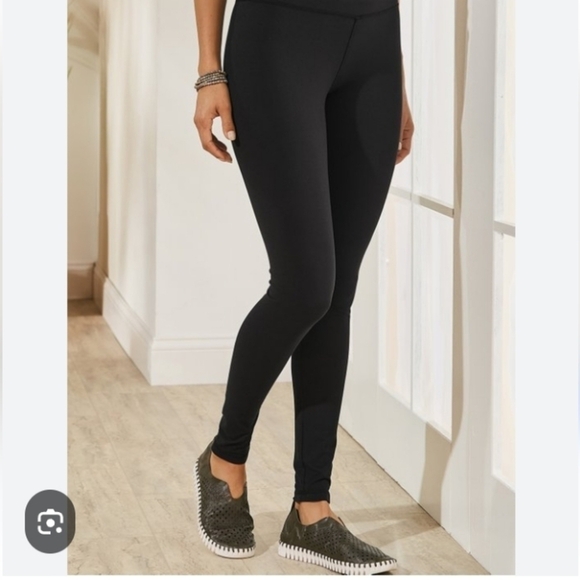 Soft Surroundings  shiny black pull on Black leggings 1X - Picture 1 of 9